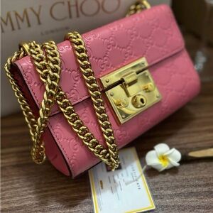 Gucci Pink Crossbody Bag with Gold Chain